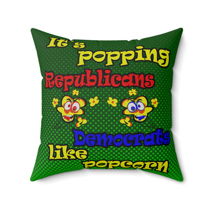 popping like popcorn - Spun Polyester Square Pillow - (logo green)