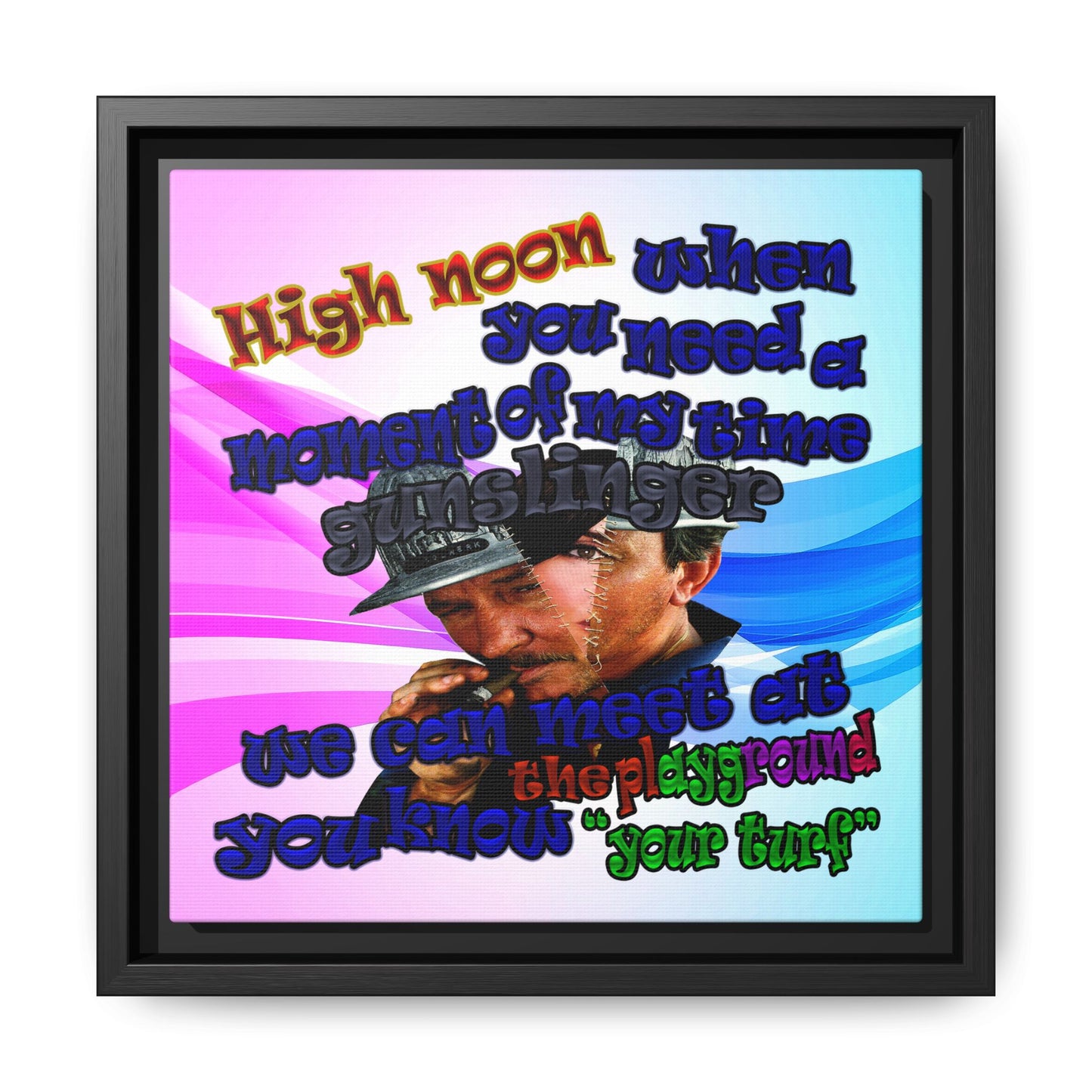 high noon - framed canvas art (light blue-pink wave)