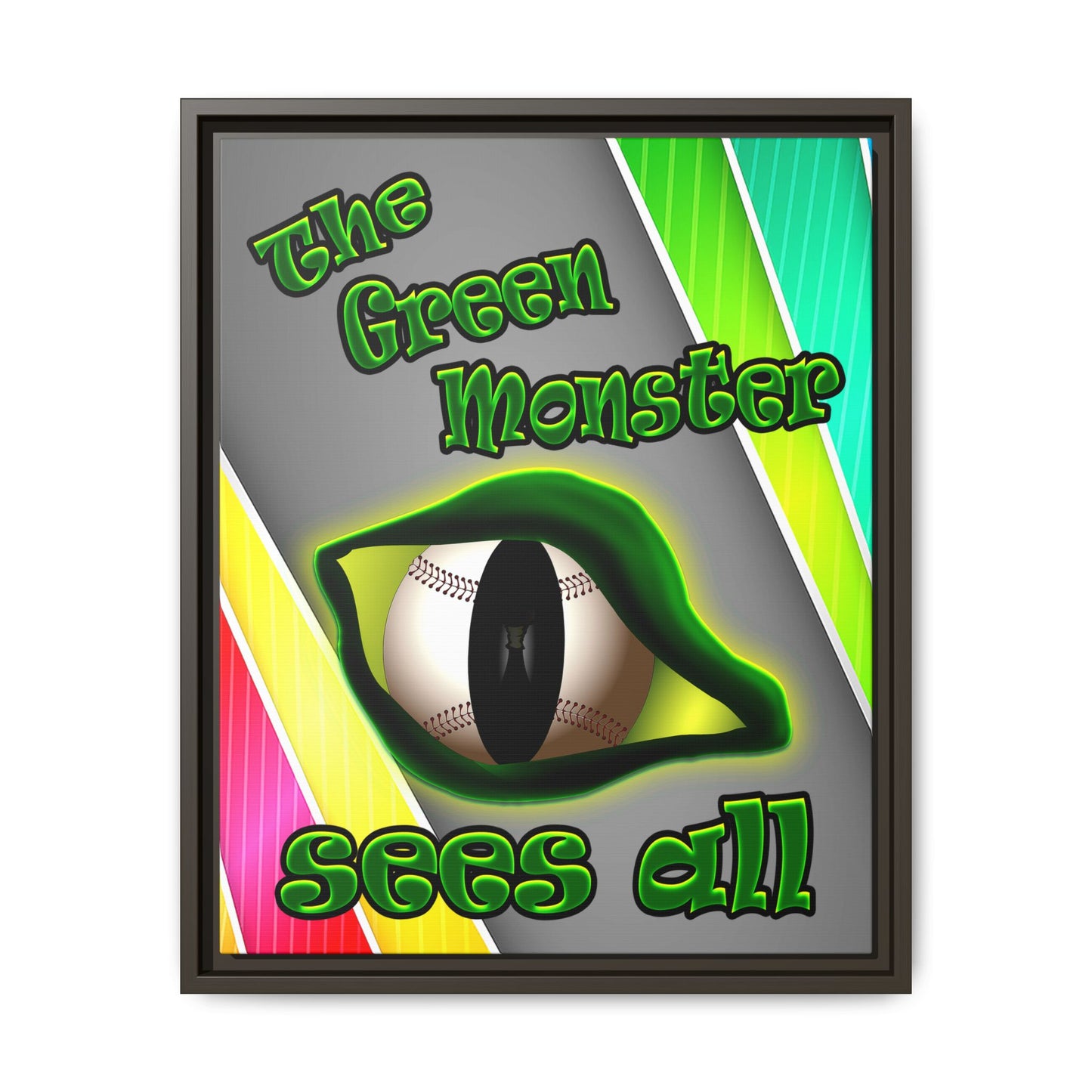 green monster - framed canvas art (rainbow split)