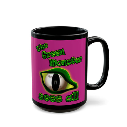 green monster - Black Mug (pink)