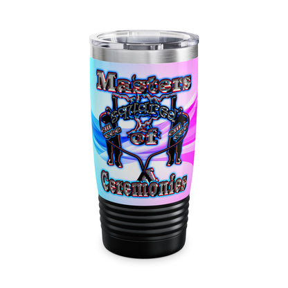 em cee squared - Ringneck Tumbler, 20oz (light blue-pink wave)
