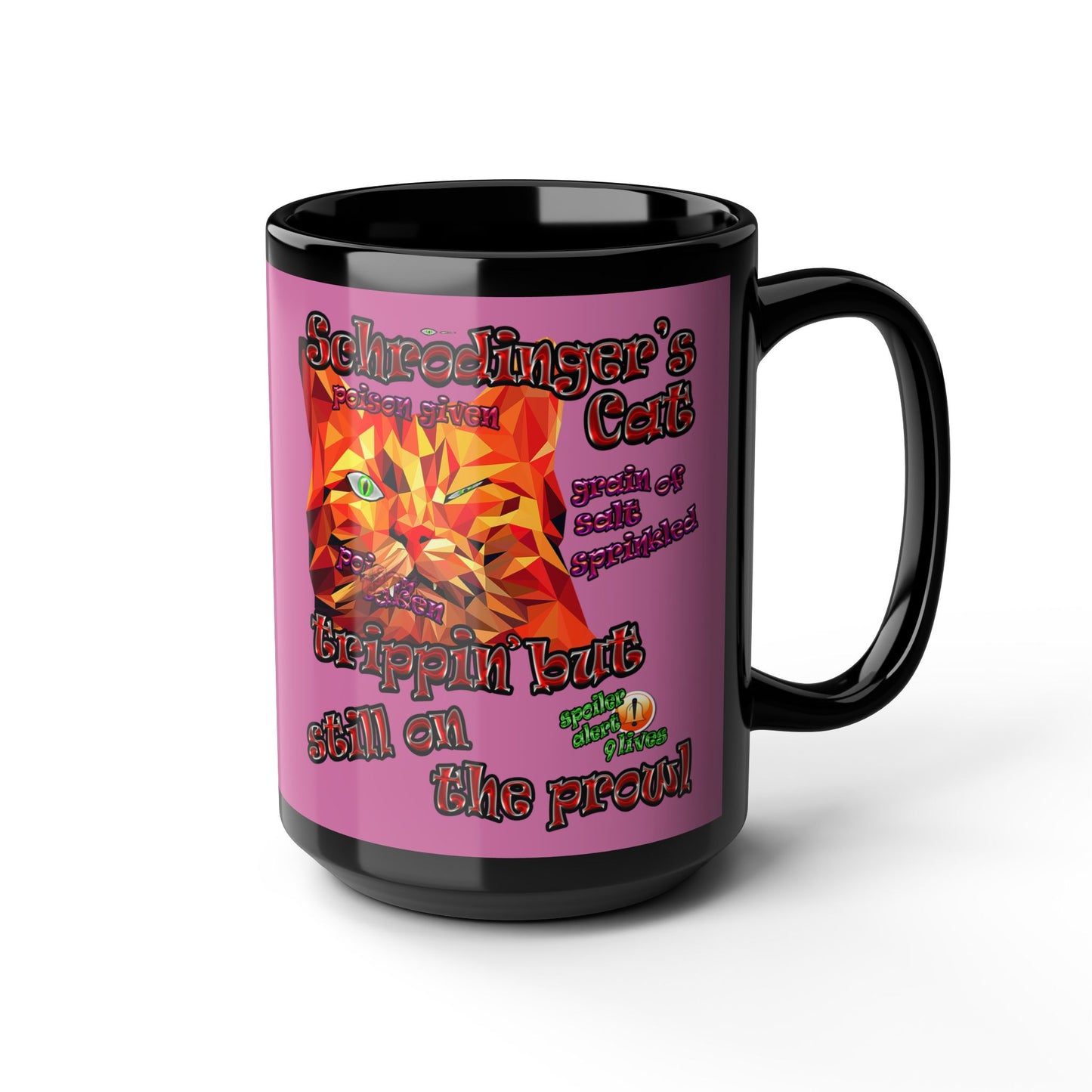 schrodinger's cat - Black Mug (light pink)