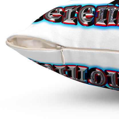 em cee squared - Spun Polyester Square Pillow - (white)