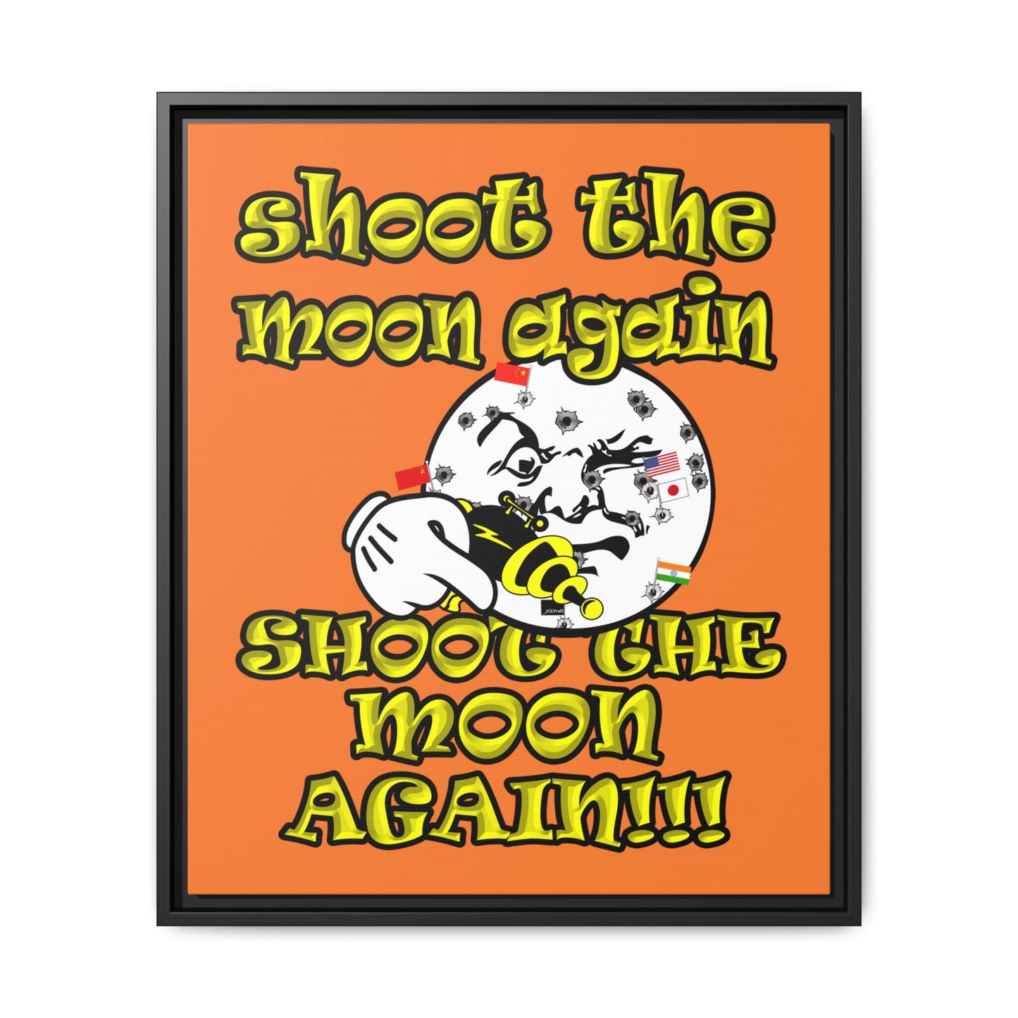 shoot the moon again - framed canvas art (crusta)
