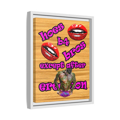 hoes b4 bros - framed canvas art (butterscotch wood finish)
