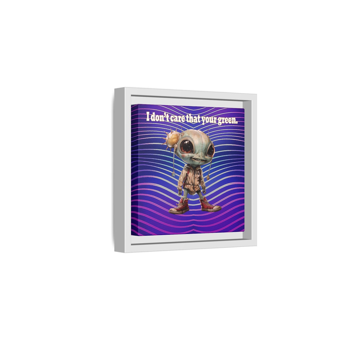 I don't care that your green - framed canvas art (purple wave)