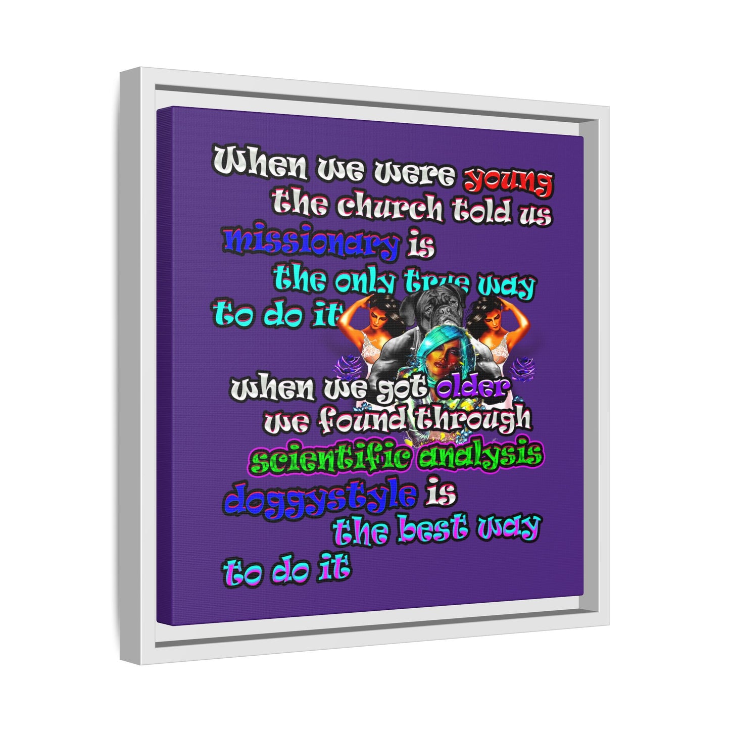 doggystyle - framed canvas art (purple)