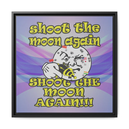 shoot the moon again - framed canvas art (light blue-pink wave)