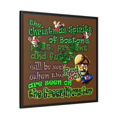 christmas spirits of boston - framed canvas art (brown)