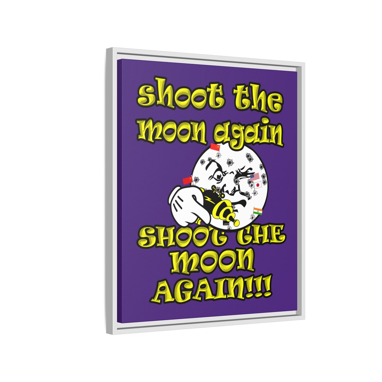shoot the moon again - framed canvas art (purple)