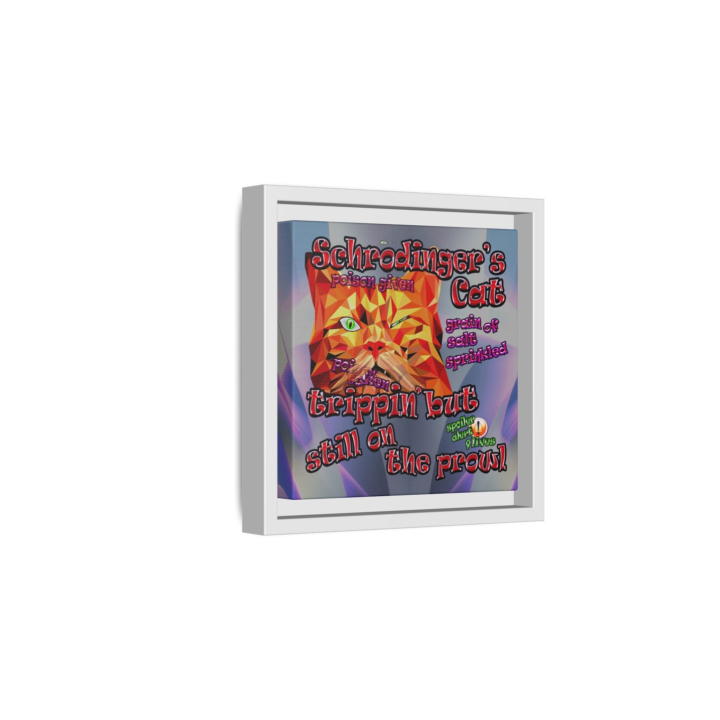 schrodinger's cat - framed canvas art (grey-pink wave)