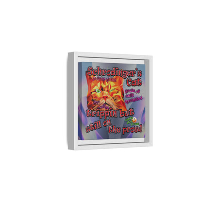 schrodinger's cat - framed canvas art (grey-pink wave)