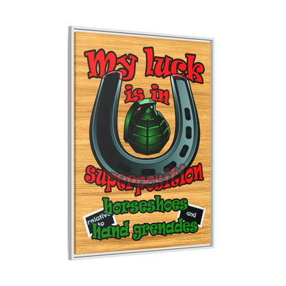 my luck - framed canvas art (butterscotch wood finish)
