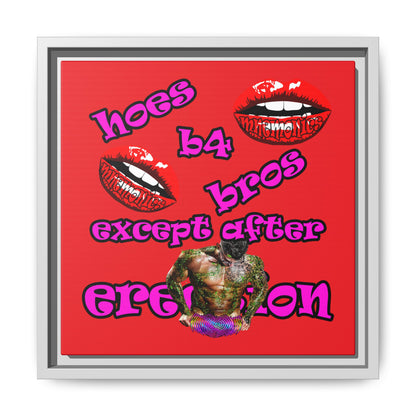 hoes b4 bros - framed canvas art (red)