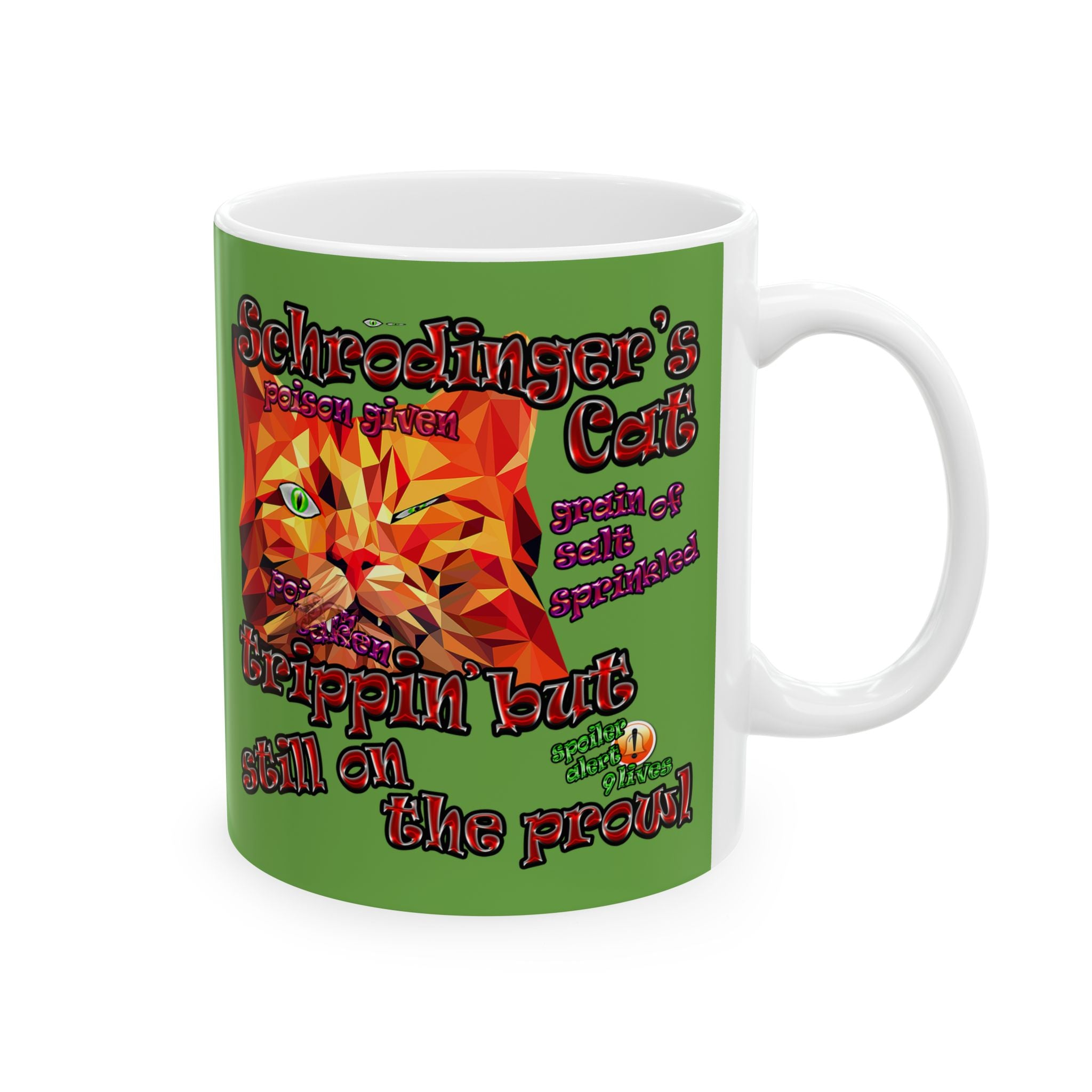 schrodinger's cat - White Mug (green)