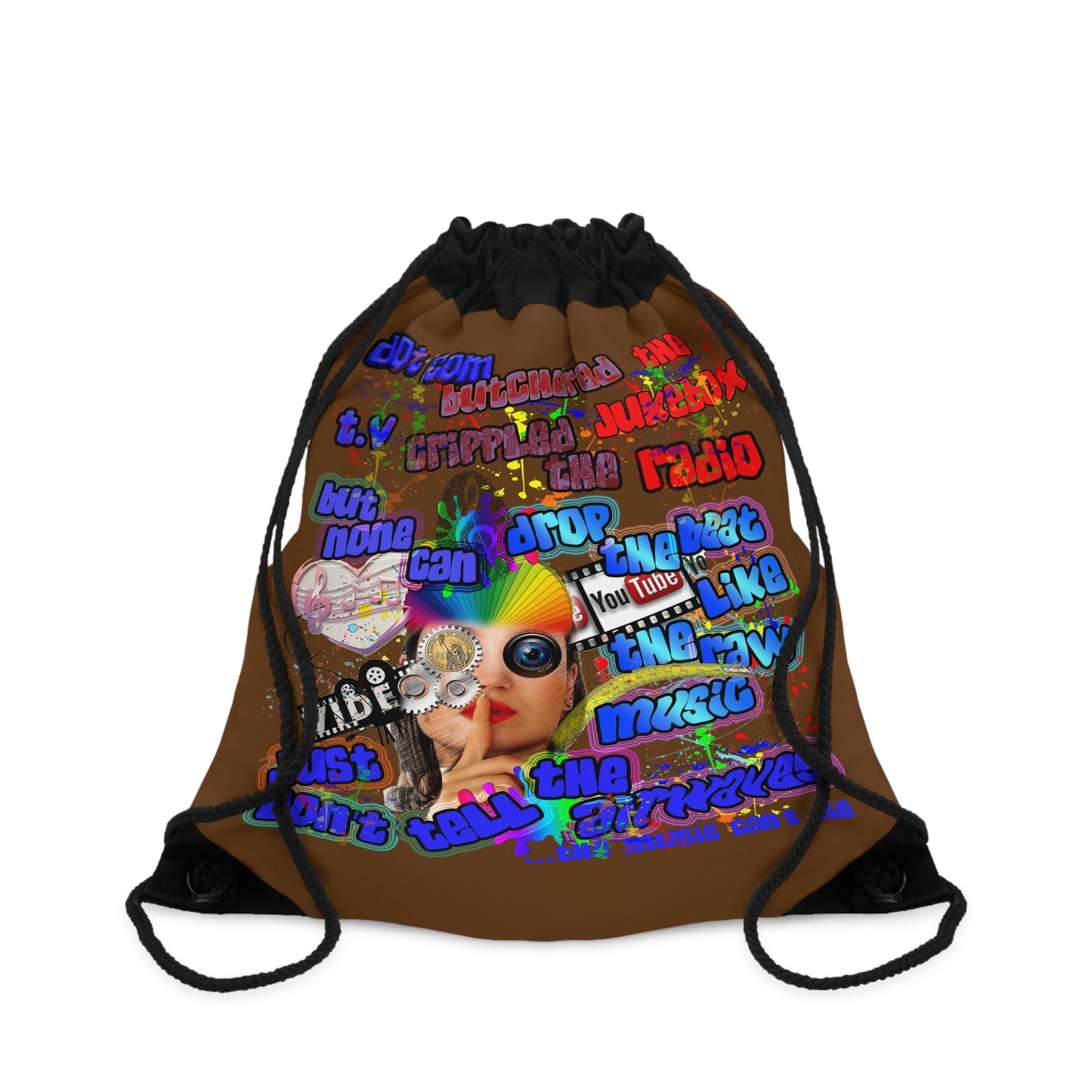 drop the beat - Drawstring Bag (brown)
