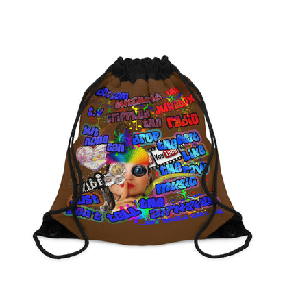 drop the beat - Drawstring Bag (brown)