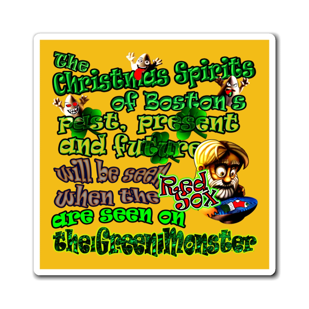 christmas spirits of boston - Magnets - (yellow)