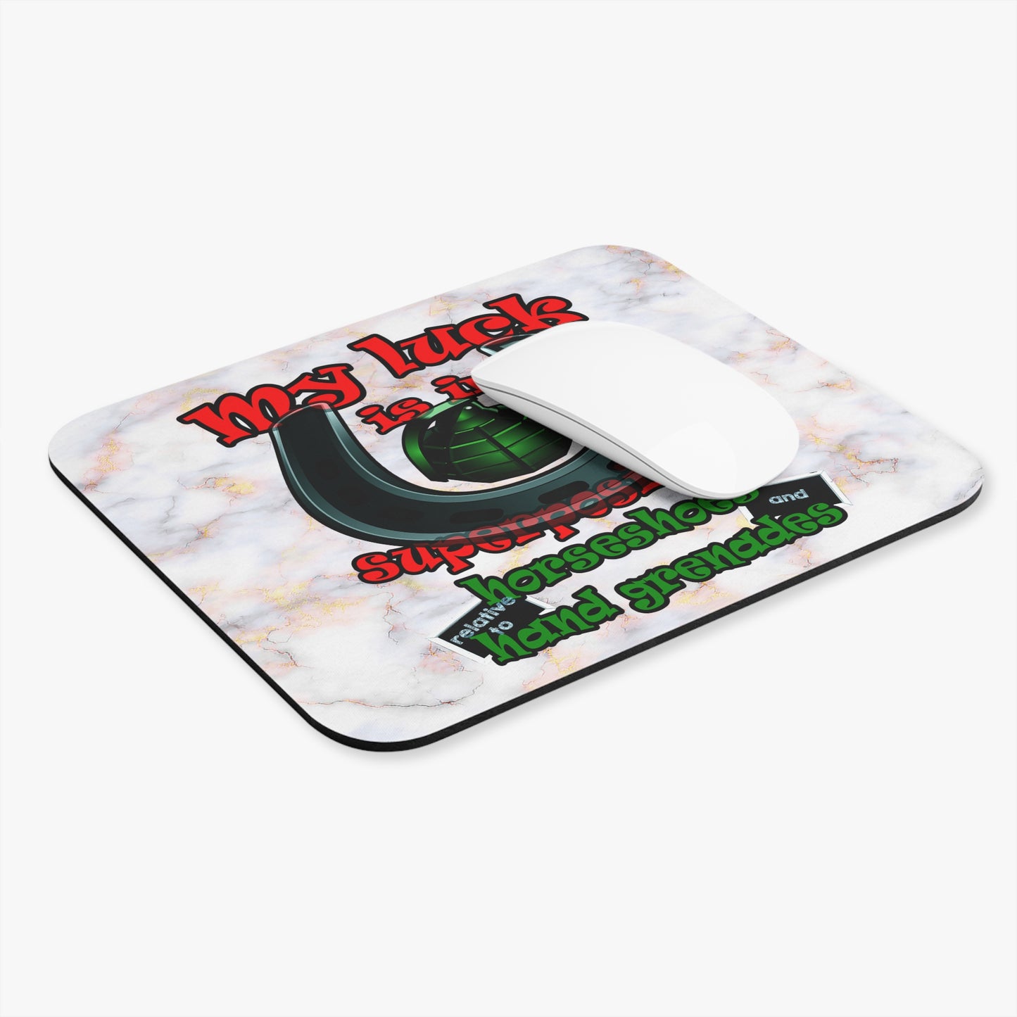 my luck - Mouse Pad (Rectangle) (white marble)