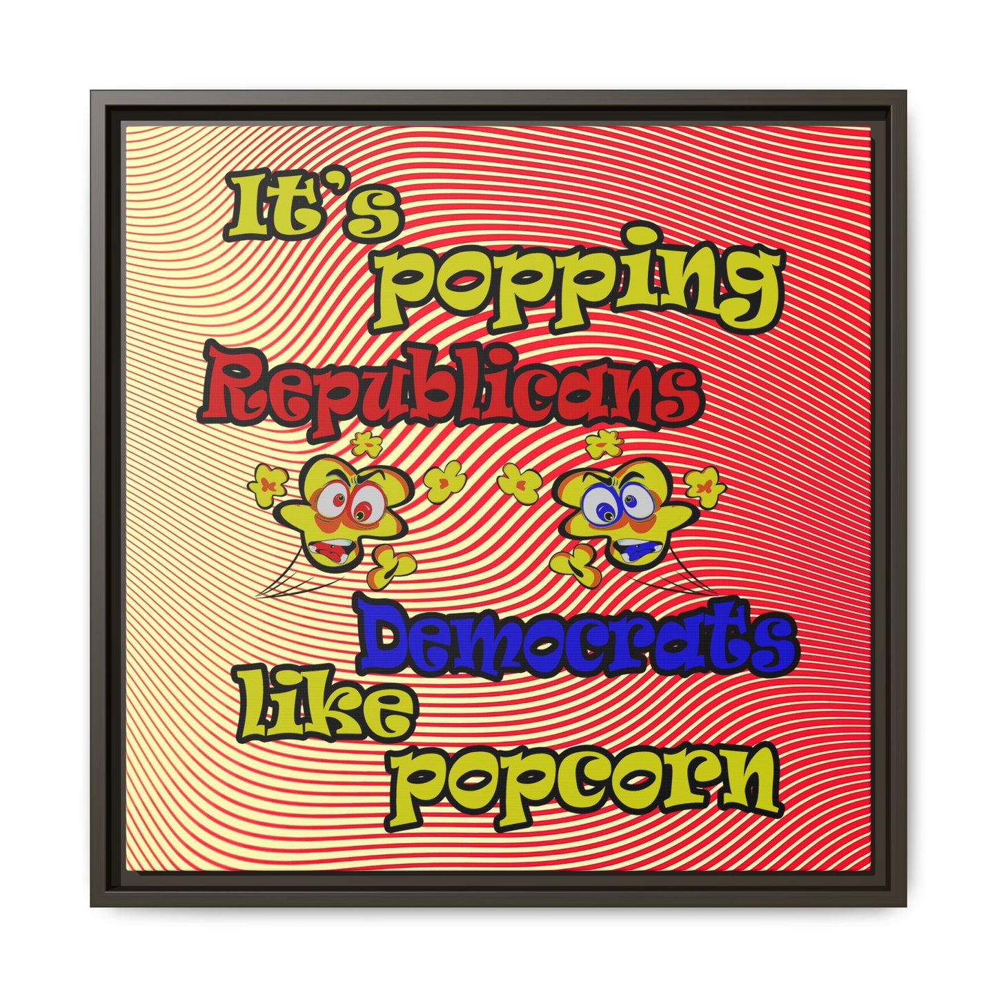 popping like popcorn - framed canvas art (yellow-orange wave)