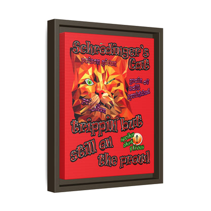 schrodinger's cat - framed canvas art (red)