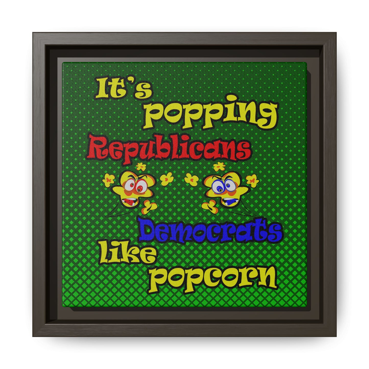 popping like popcorn - framed canvas art (logo green)