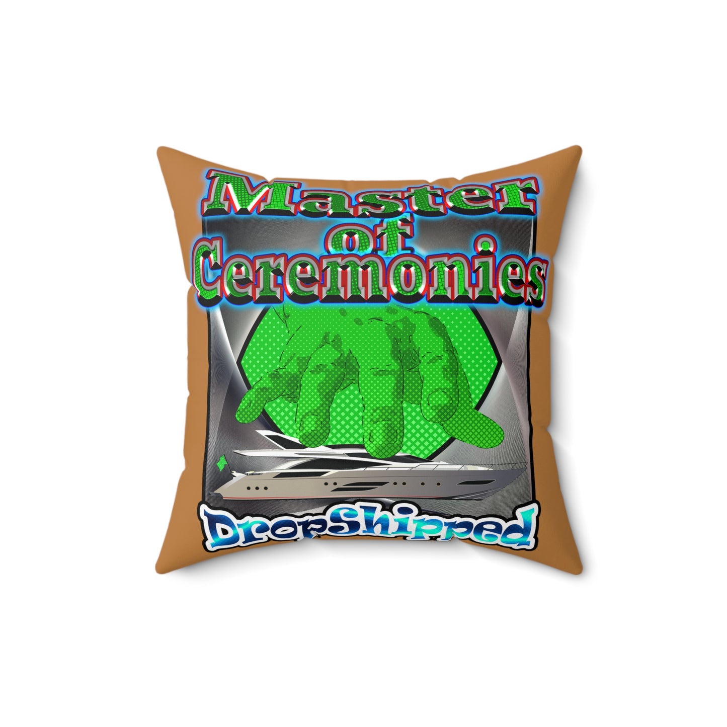 logo - Faux Suede Square Pillow - (light brown)