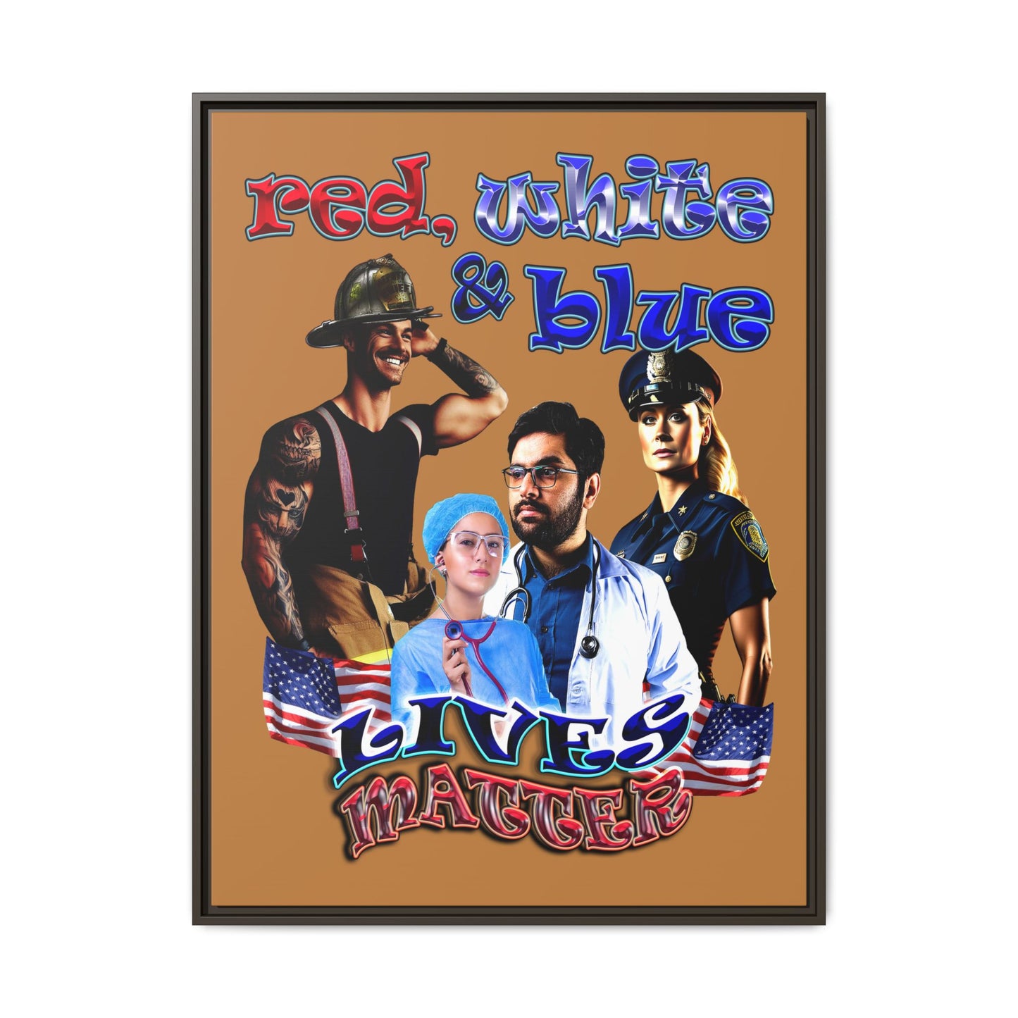 rw&b lives matter - framed canvas art (light brown)