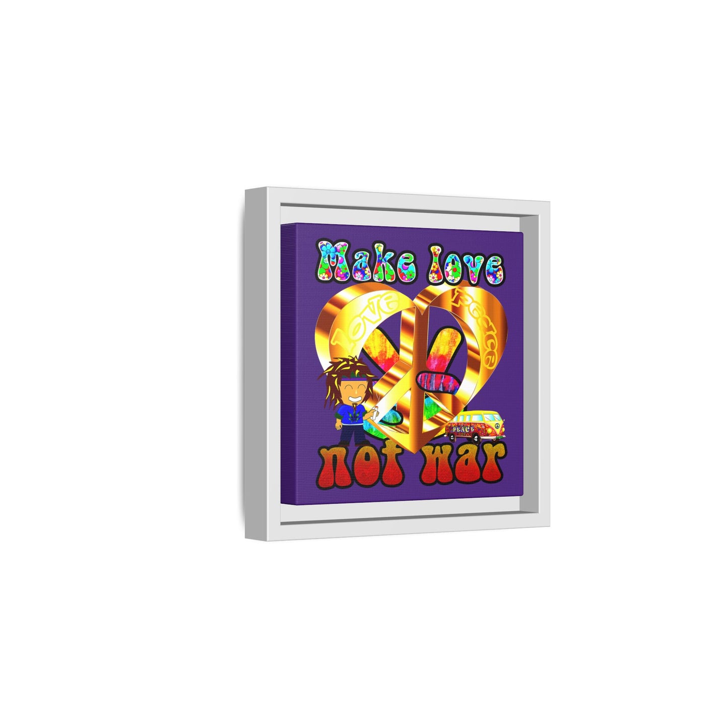 love peace - framed canvas art (purple)