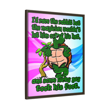 turtle race - framed canvas art (light blue-pink wave)