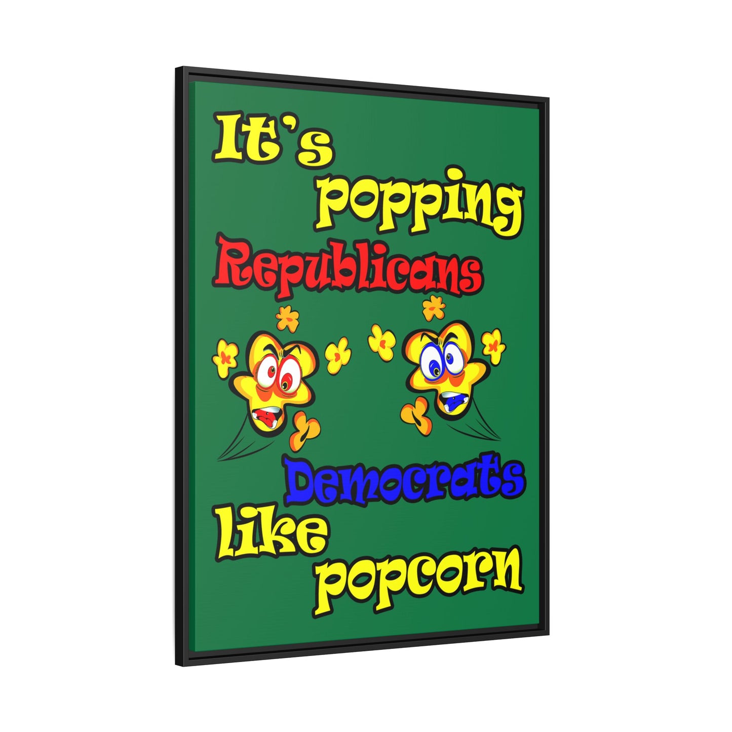 popping like popcorn - framed canvas art (dark green)