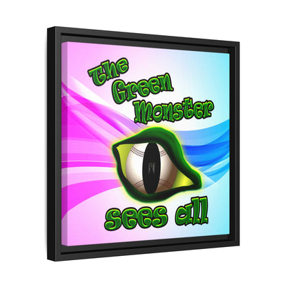 green monster - framed canvas art (light blue-pink wave)