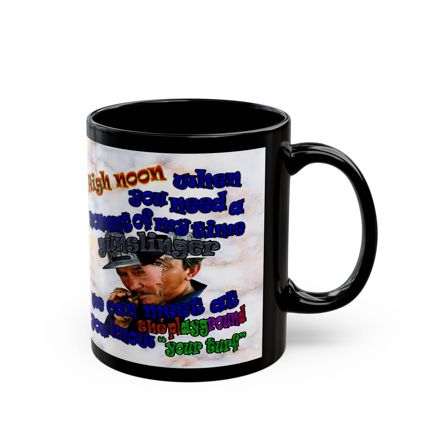high noon - Black Mug (white marble)