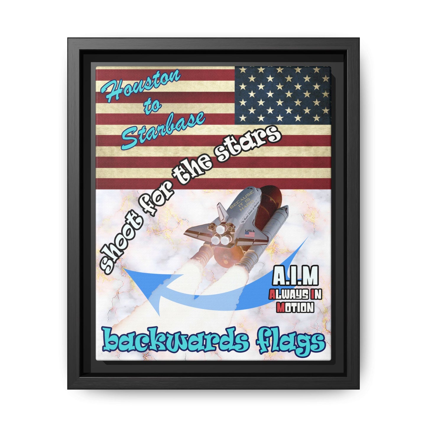 shoot for the stars - framed canvas art (white marble)