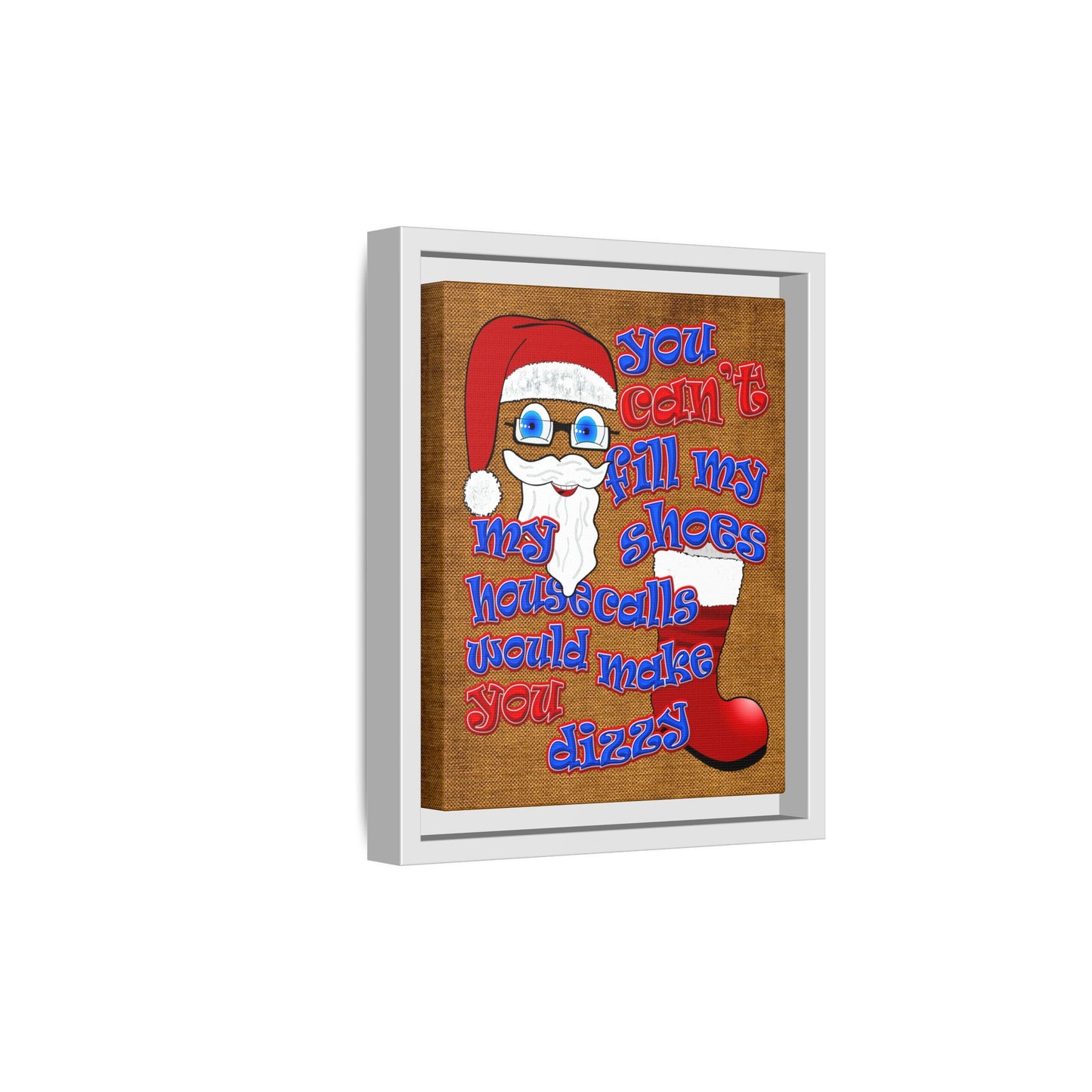 santa's shoes - framed canvas art (brown papyrus)