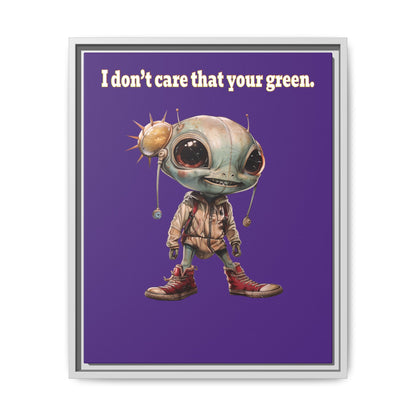 I don't care that your green - framed canvas art (purple)