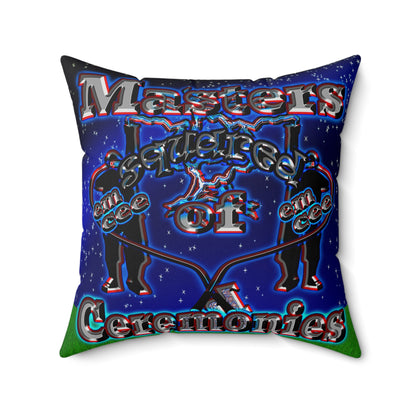 em cee squared - Spun Polyester Square Pillow - ('snoops' background)