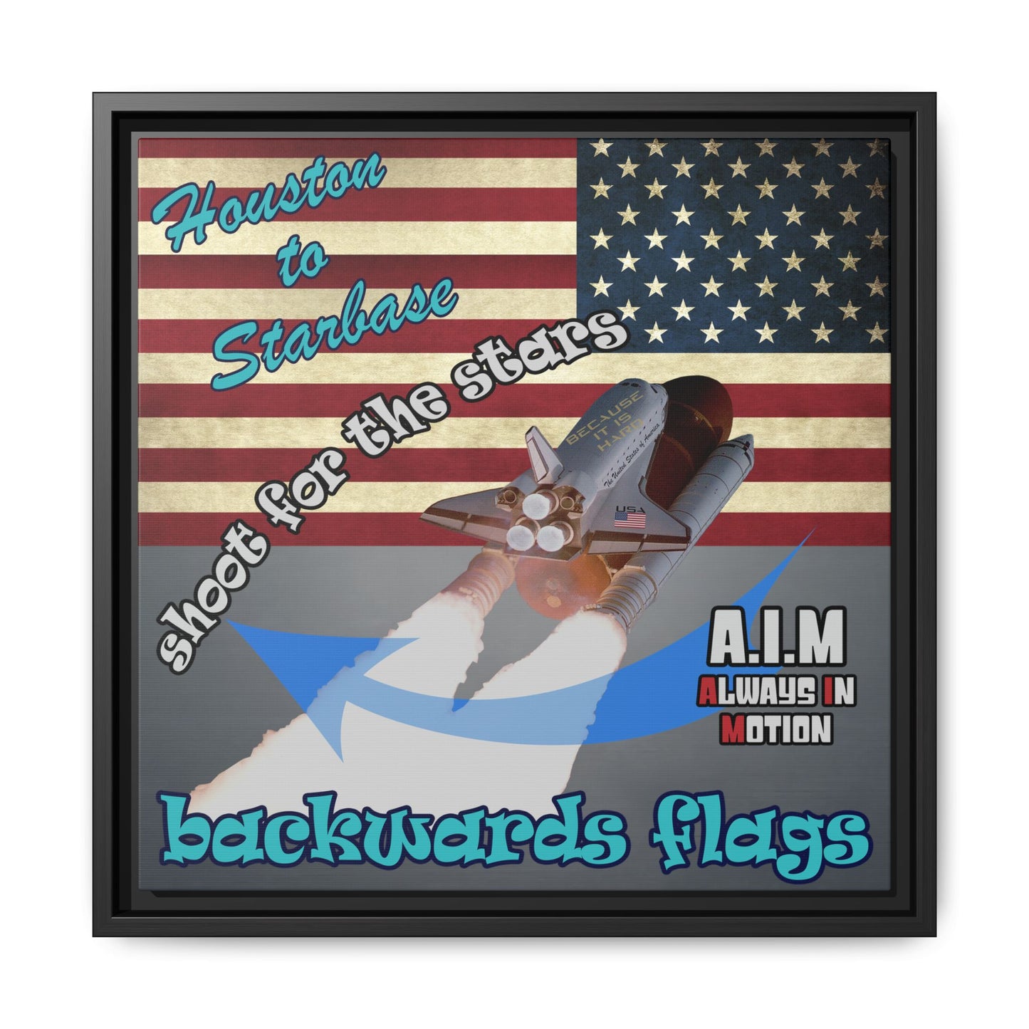 shoot for the stars - framed canvas art (grey-light grey)