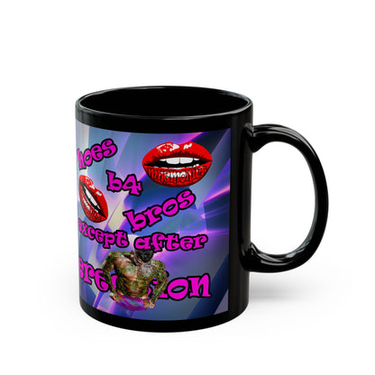 hoes b4 bros - Black Mug (grey-pink wave)