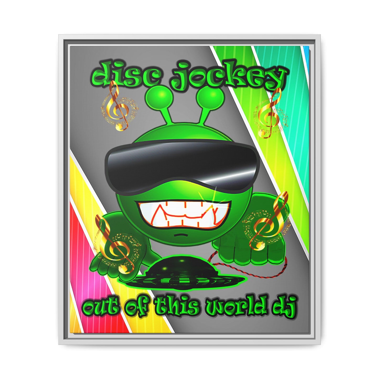 disc jockey - framed canvas art (rainbow split)