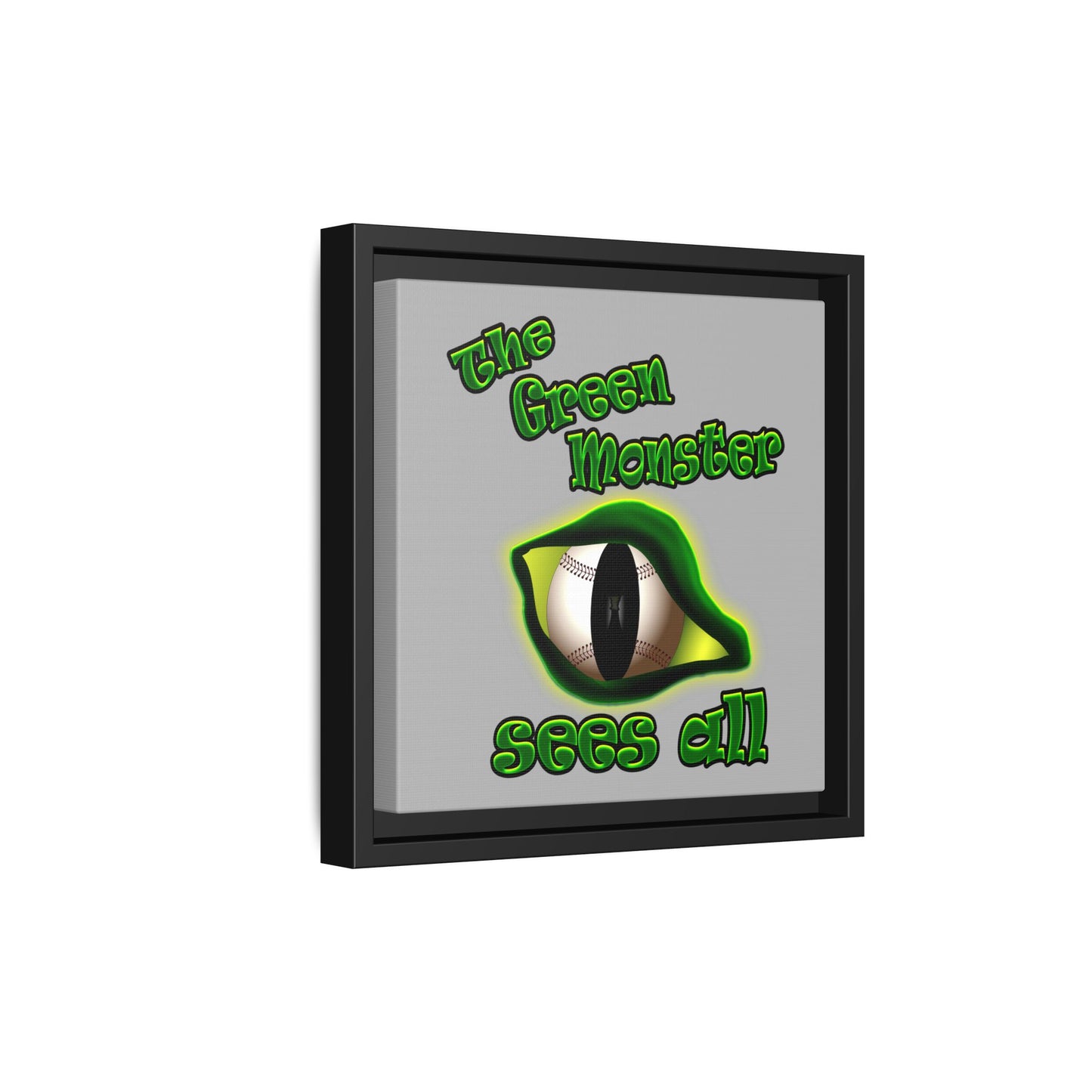 green monster - framed canvas art (light grey)