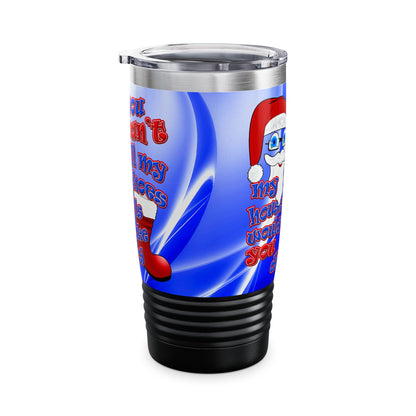 santa's shoes - Ringneck Tumbler, 20oz (blue-white wave)