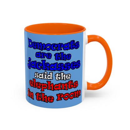 donkeys and elephants - Accent Mug (light blue)