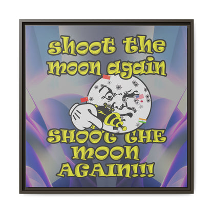 shoot the moon again - framed canvas art (grey-pink wave)