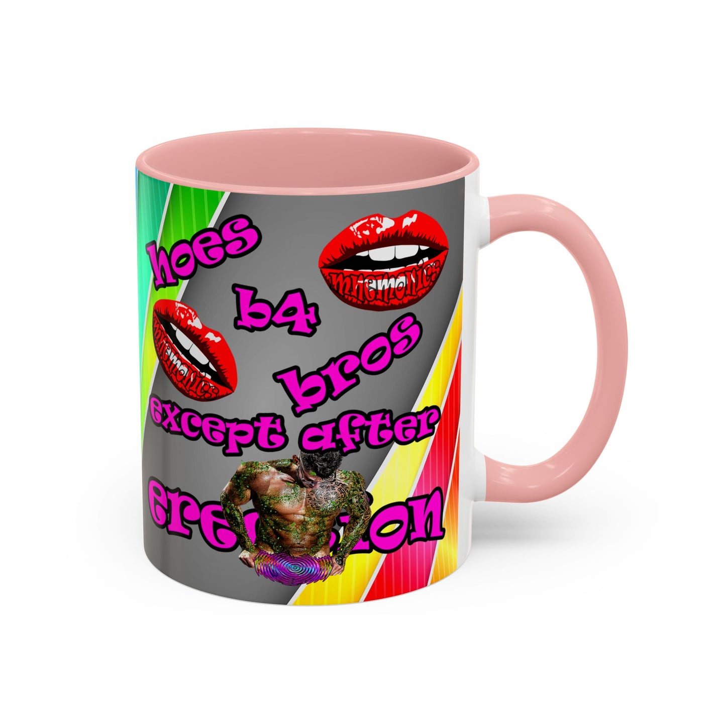 hoes b4 bros - Accent Mug (rainbow split)