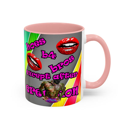 hoes b4 bros - Accent Mug (rainbow split)