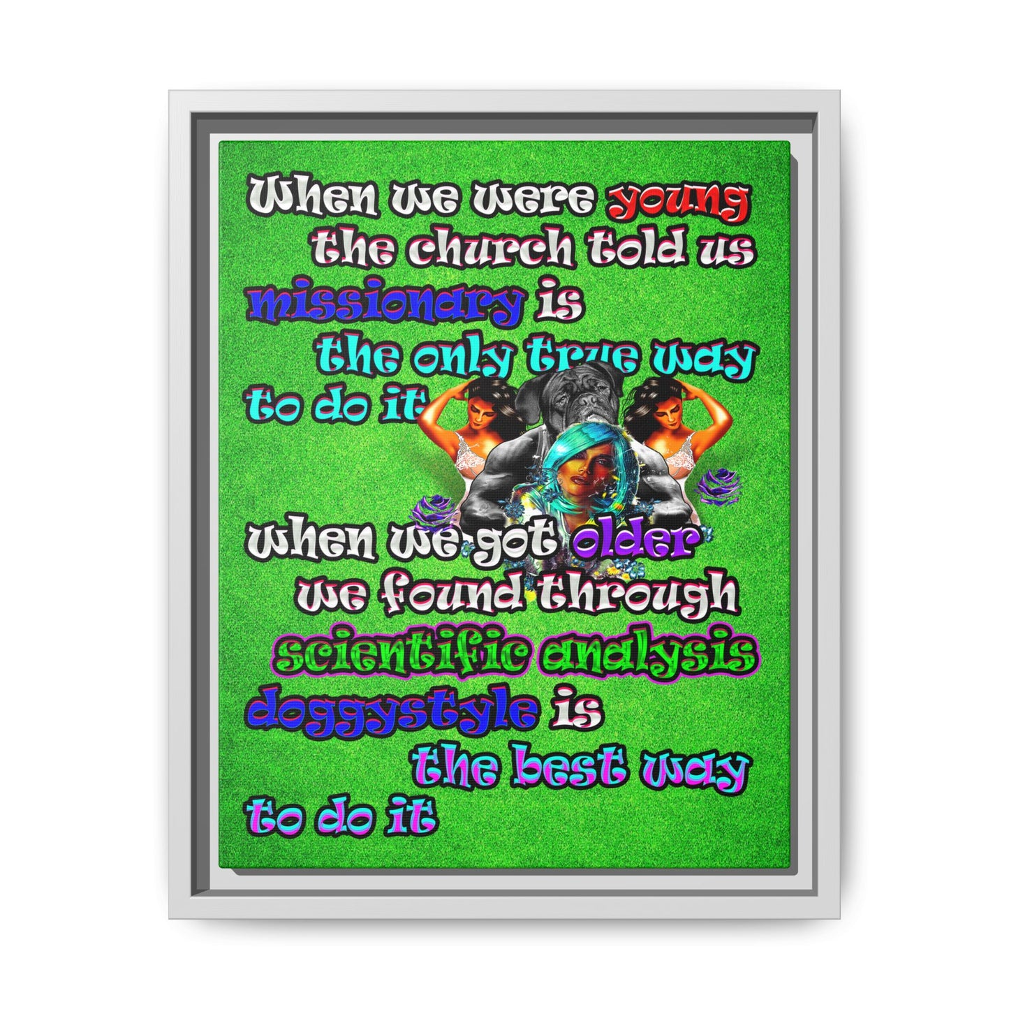 doggystyle - framed canvas art (green turf)