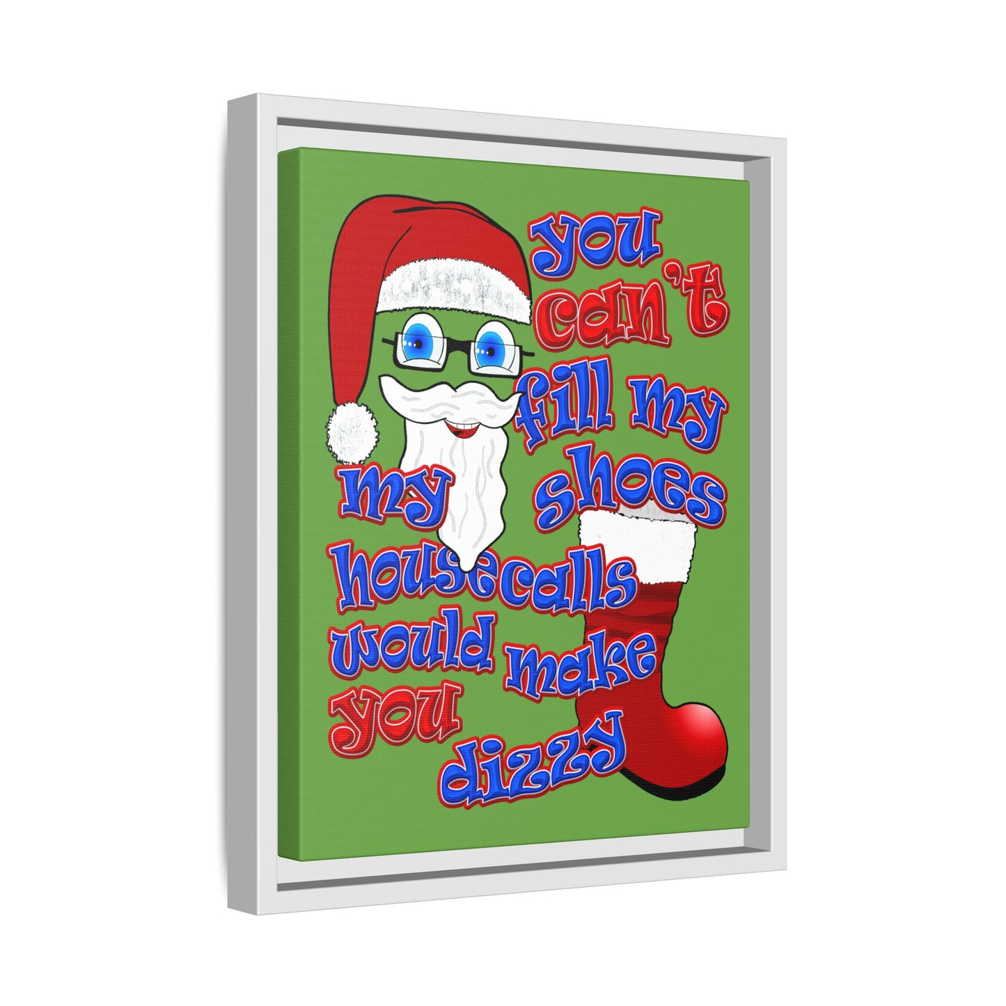 santa's shoes - framed canvas art (green)