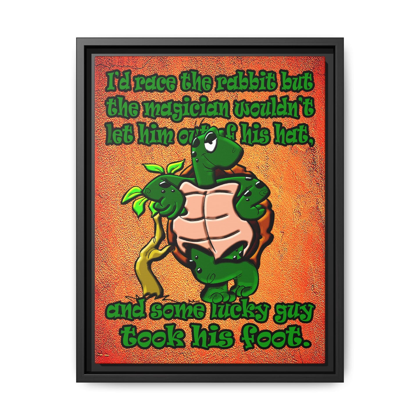 turtle race - framed canvas art (burnt orange)
