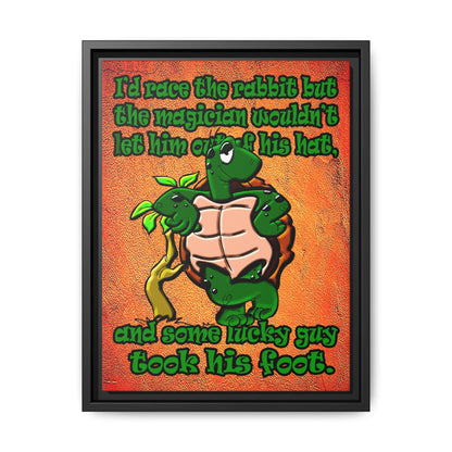 turtle race - framed canvas art (burnt orange)
